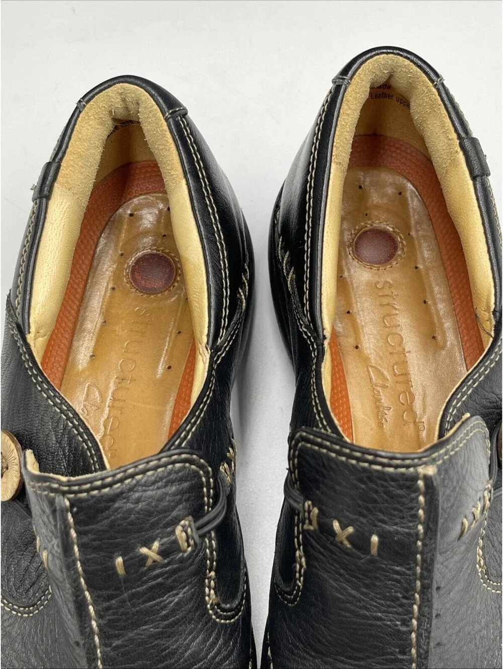 Clarks Un Loop Unstructured Loafers Womens Size 8M Black Leather Comfort Shoes